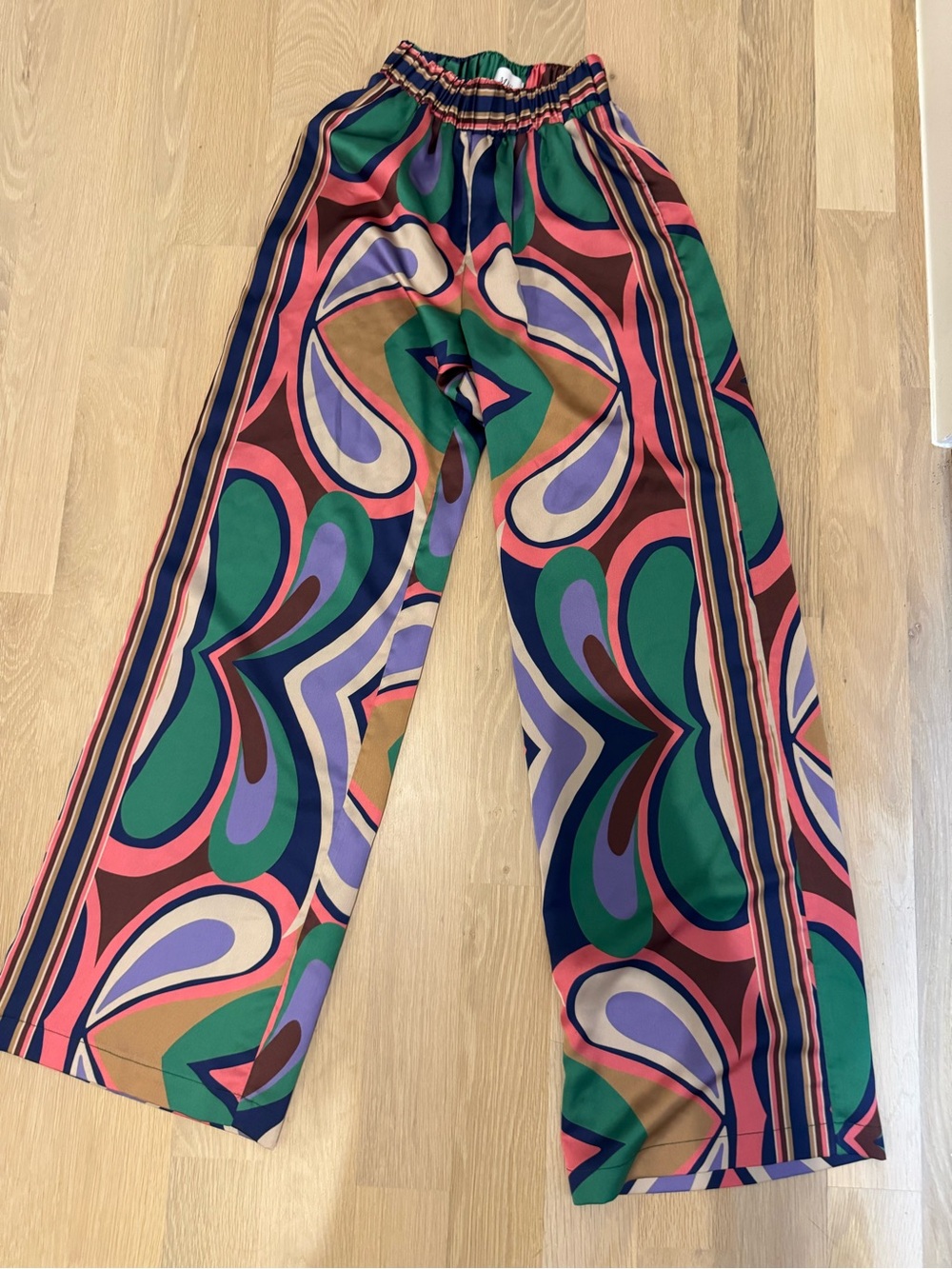 Misa Los Angeles Multicolor Abstract Print Wide-Leg Pants
